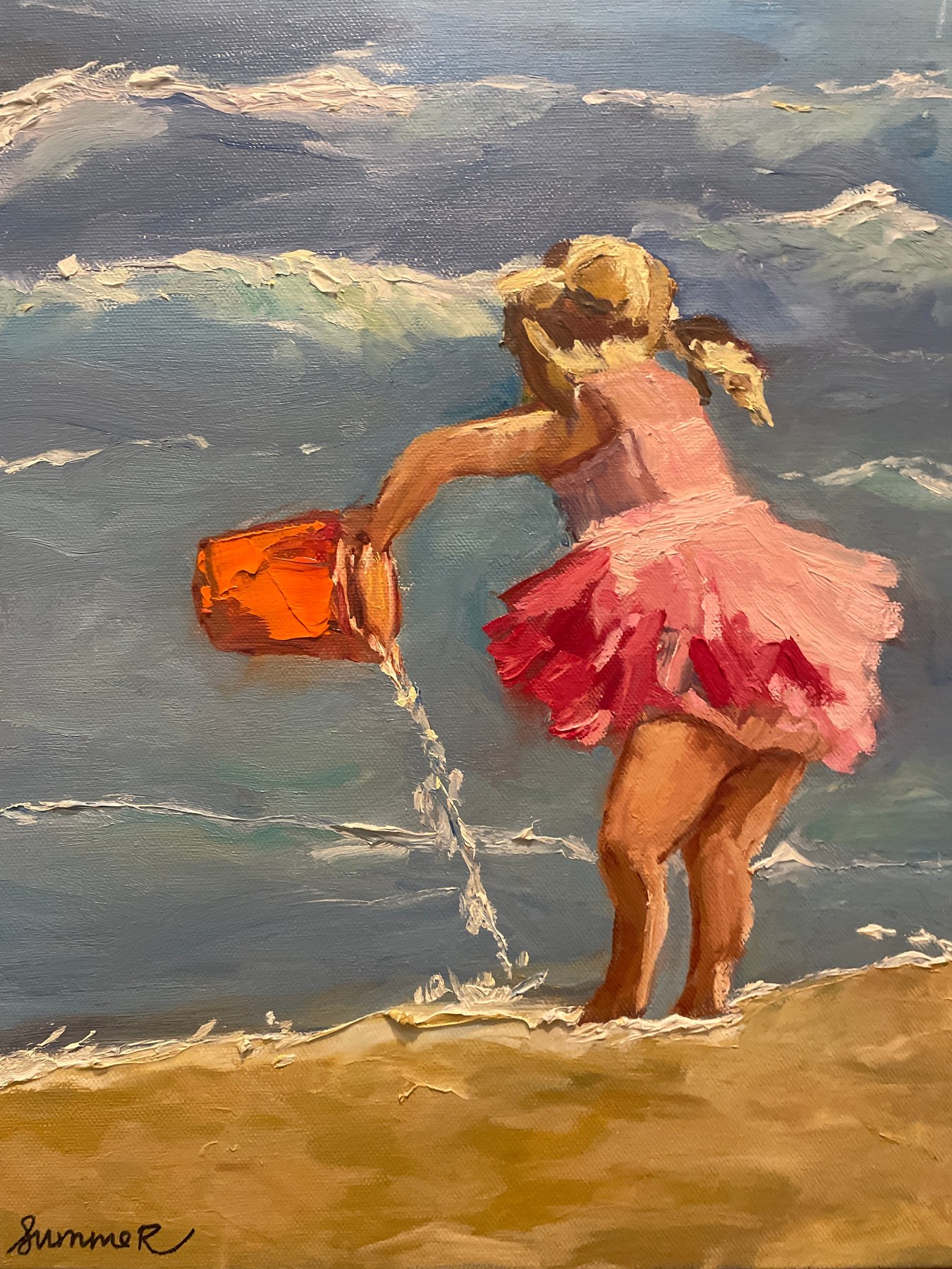 Suzy on Repeat, everyday life oil painting by Summer Ray