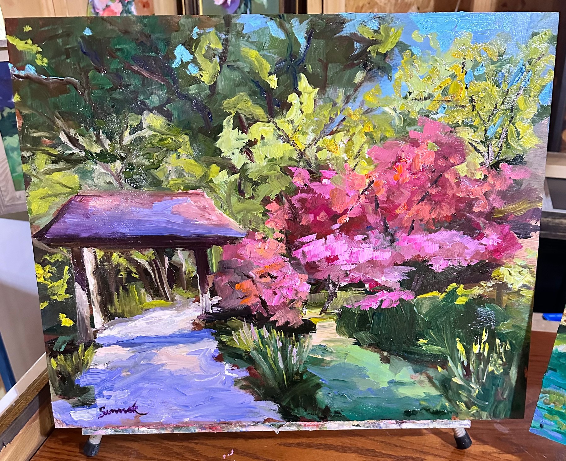 June at Gibb's, landscape oil painting by Summer Ray