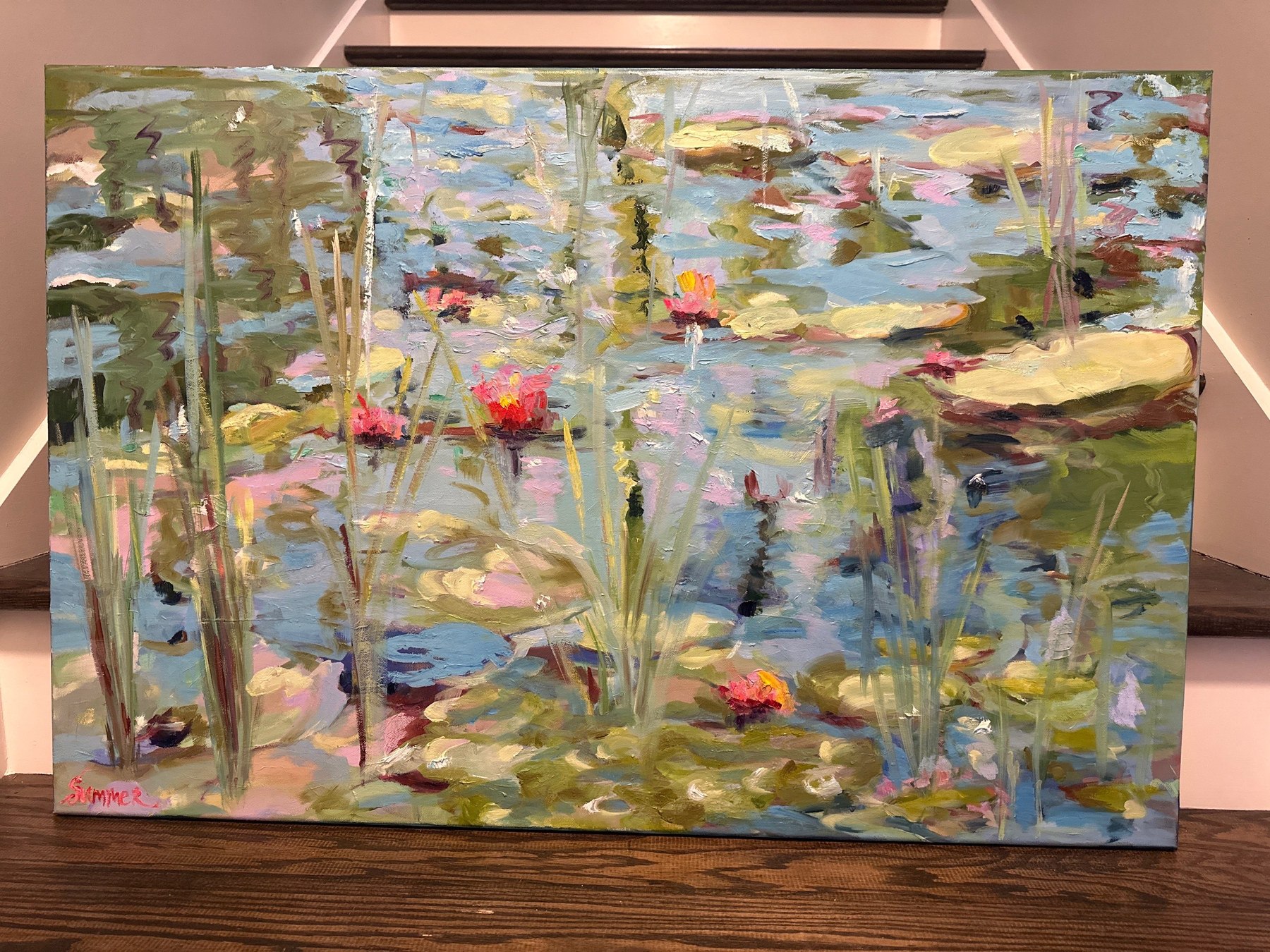 Water Lilies at Gibbs, nature oil painting by Summer Ray